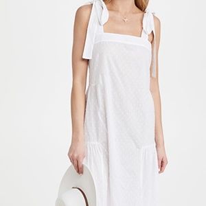 Playa Lucila White Swiss Dot Tie Shoulder Dress